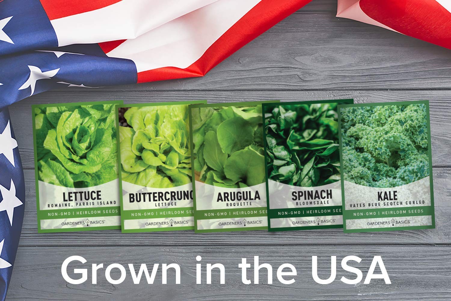 Heirloom Lettuce & Greens Seeds - Non-GMO 5 Varieties 5 Pack