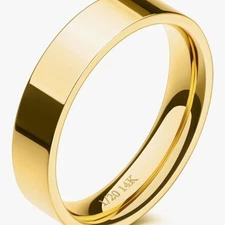 14K Gold 5mm Ring Dainty Women Pinky Band Thick Cigar Wedding Stack Unisex Lux
