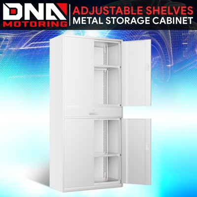 71'' Lockable Heavy Duty Metal Storage Cabinet w/ Drawer&Adjustable Shelves White
