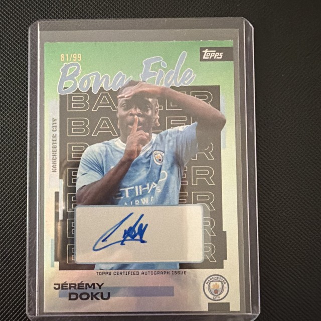 2025 Topps Manchester City Team Set Bona Fide Baller Jeremy Doku Auto /99