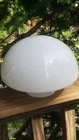 VINTAGE MILK GLASS LAMP SHADE HALF MOON MUSHROOM 11" X 7.5"