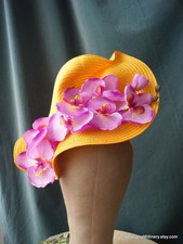 Purple Orchids Yellow Fascinator Wedding Guest Race Day Millinery Melbourne Cup