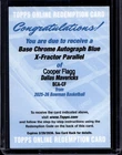 Cooper Flagg 2025-26 Bowman Chrome #BCA-CF Rookie Auto Blue X-Fractor /150
