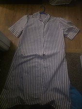Womens Striped Button Up Collared Dress Medium