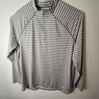 Coolibar Quarter Zip Pullover Men s XL Gray/White Stretch Performance UPF 50+