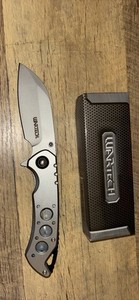 WarTech Silver Metal Handle Drop Point Plain Blade Manual Pocketknife