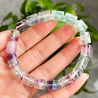 8*9mm Natural Color Fluorite Quartz Crystal Gemstone Beads Bracelet