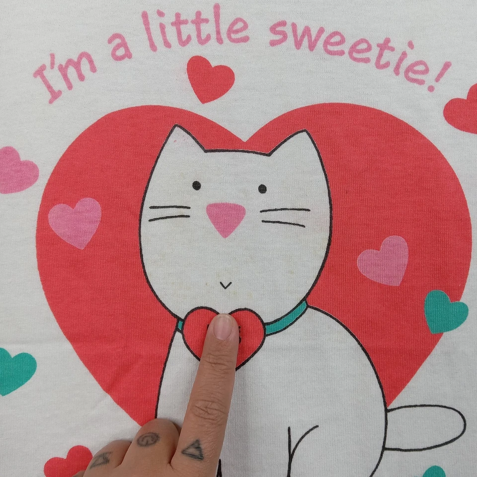 Vintage Screen Stars Shirt Youth Large 14-16 Made USA 90s Cat Heart Valentine - Image 3 of 4