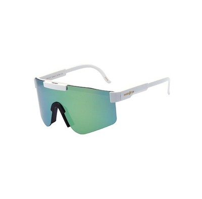 Hang Ten Teens  Mirrored Shield Sunglasses Baseball Sporty  White Frame