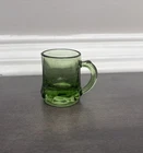Vintage Federal Green Glass Mini Mug Shot Glass 2"
