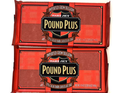 2 X Trader Joe's Pound Plus Belgium 72% Cacao Dark Chocolate Bars EXP 03/2028