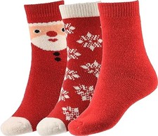 Boot Socks for Women Winter Solid Thick Medium 3 Pair-mix Christmas Color 1
