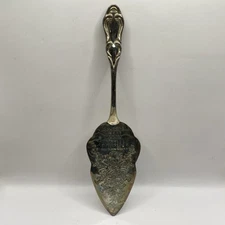 Vintage Engraved Silver Plated Pie Cake Server Merry Christmas Slicer Holiday