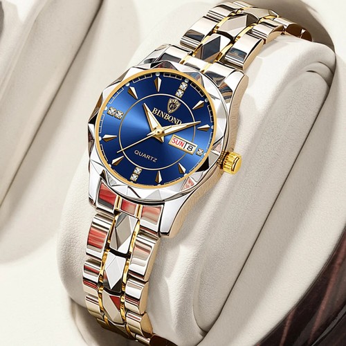 Ladies Luxury Quartz Watch Stainless Steel Waterproof Casual Wristwatch Boxed