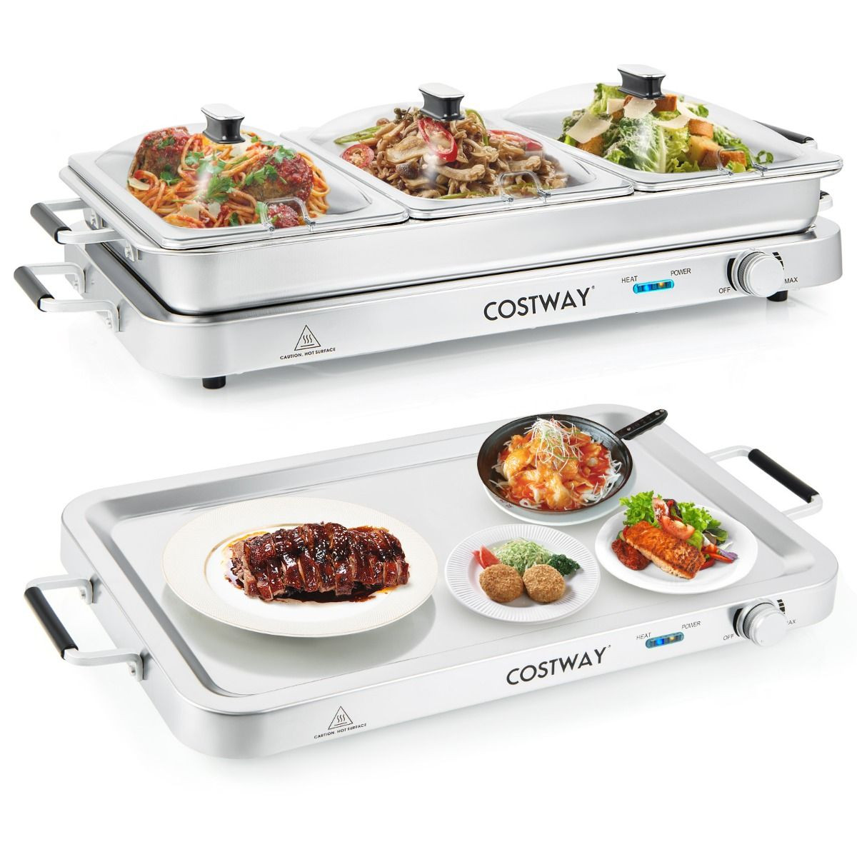 Scaldavivande Buffet 9L 2 in 1 | Vassoio Elettrico Design per Feste