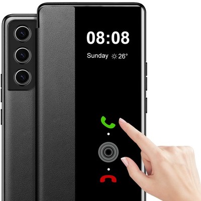 for Samsung Galaxy S21 Case Flip Leather Cover Clear S-View, Touchable View f...