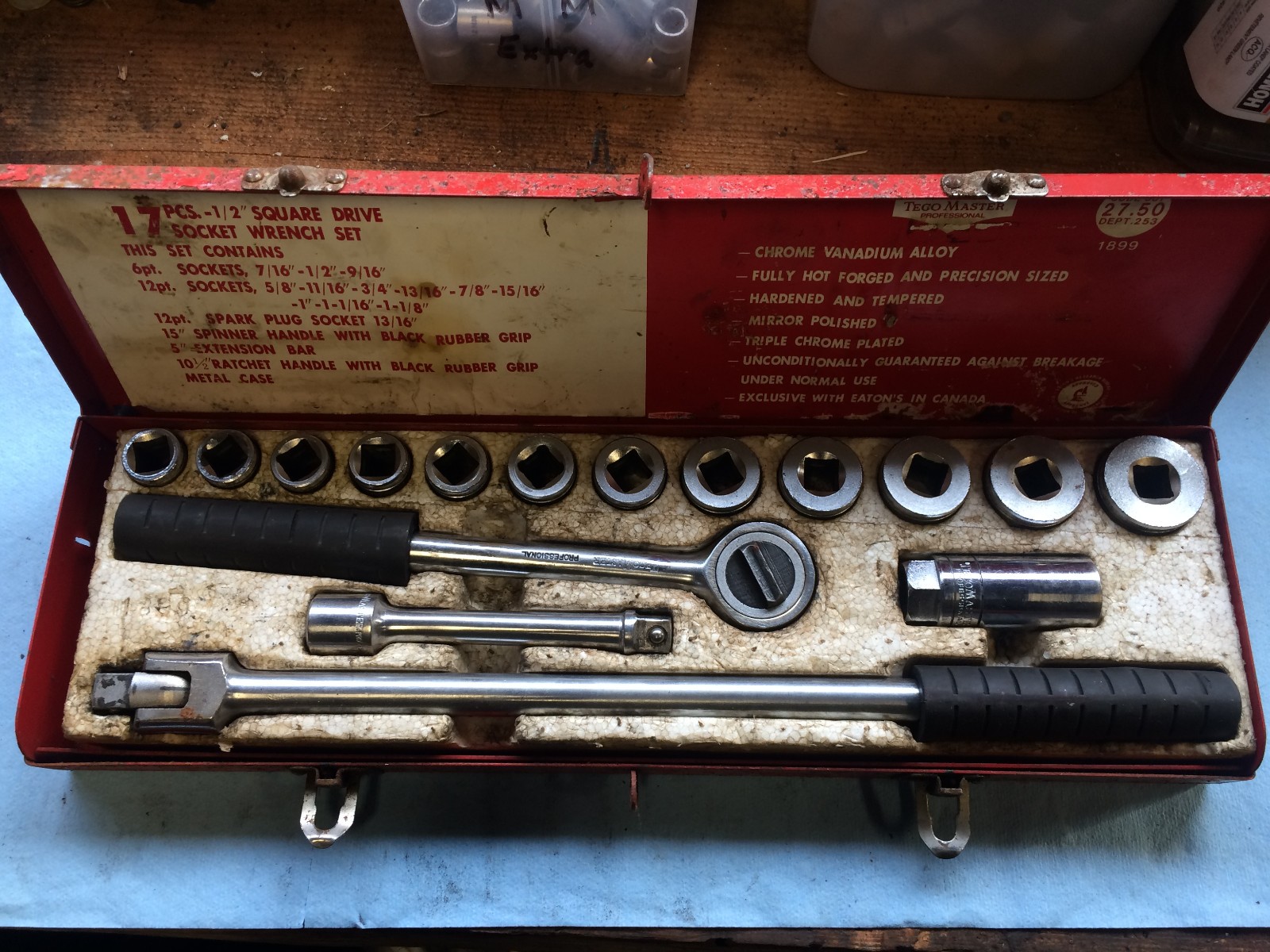 Rare vintage Tecomaster Eatons socket set complete in original box 1/2 ...