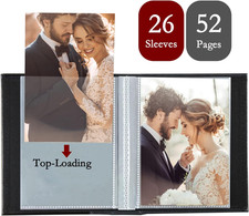 Photo Album 8x10 Clear Pages Pockets Leathe Cover Slip Slide in Photo Album Hold