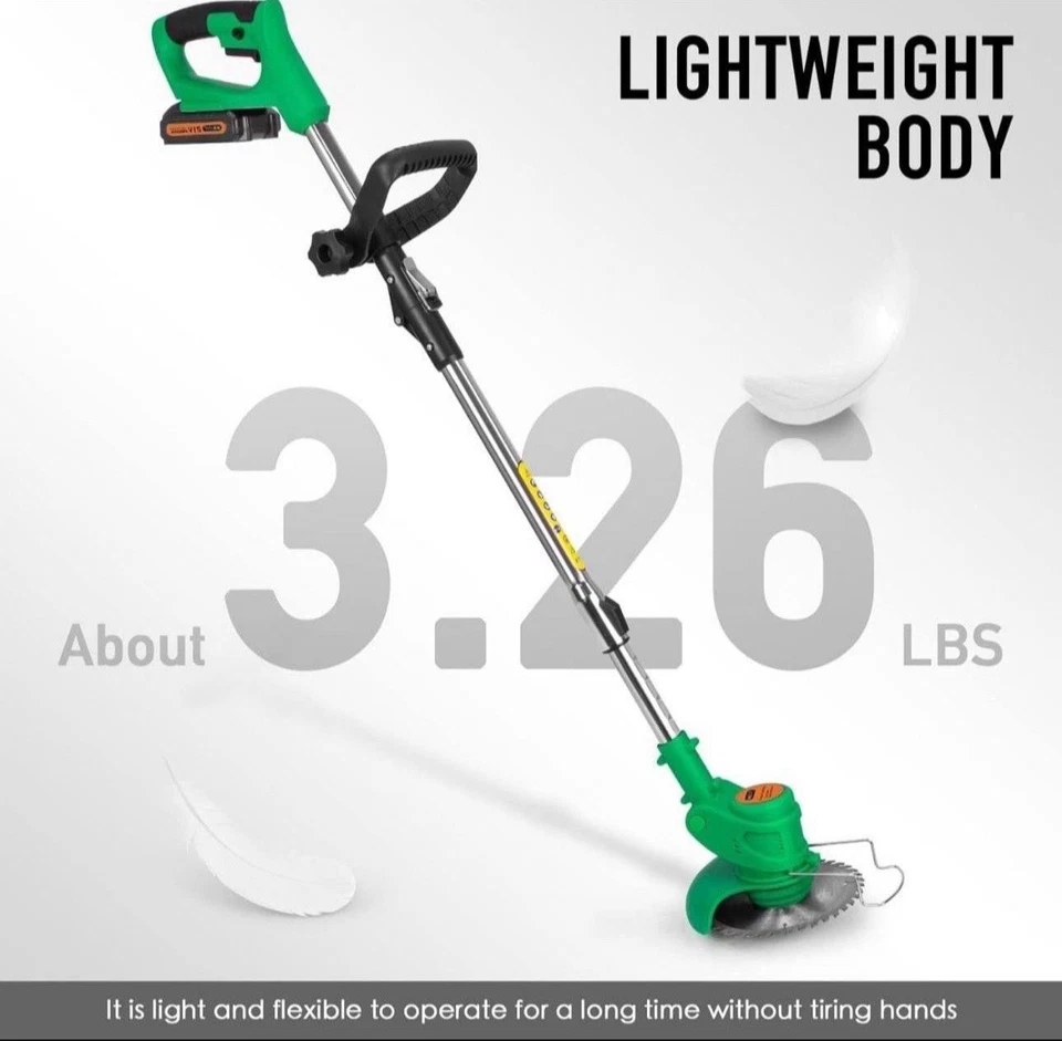 Cordless Electric Weed Lawn Eater Edger Yard Grass String Trimmer Cutter Mower - Image 3 of 4