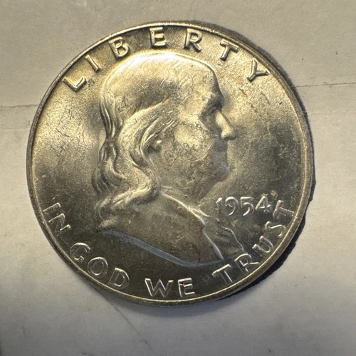 1954 D Franklin Half Dollar BU FBL 90% Silver Coin