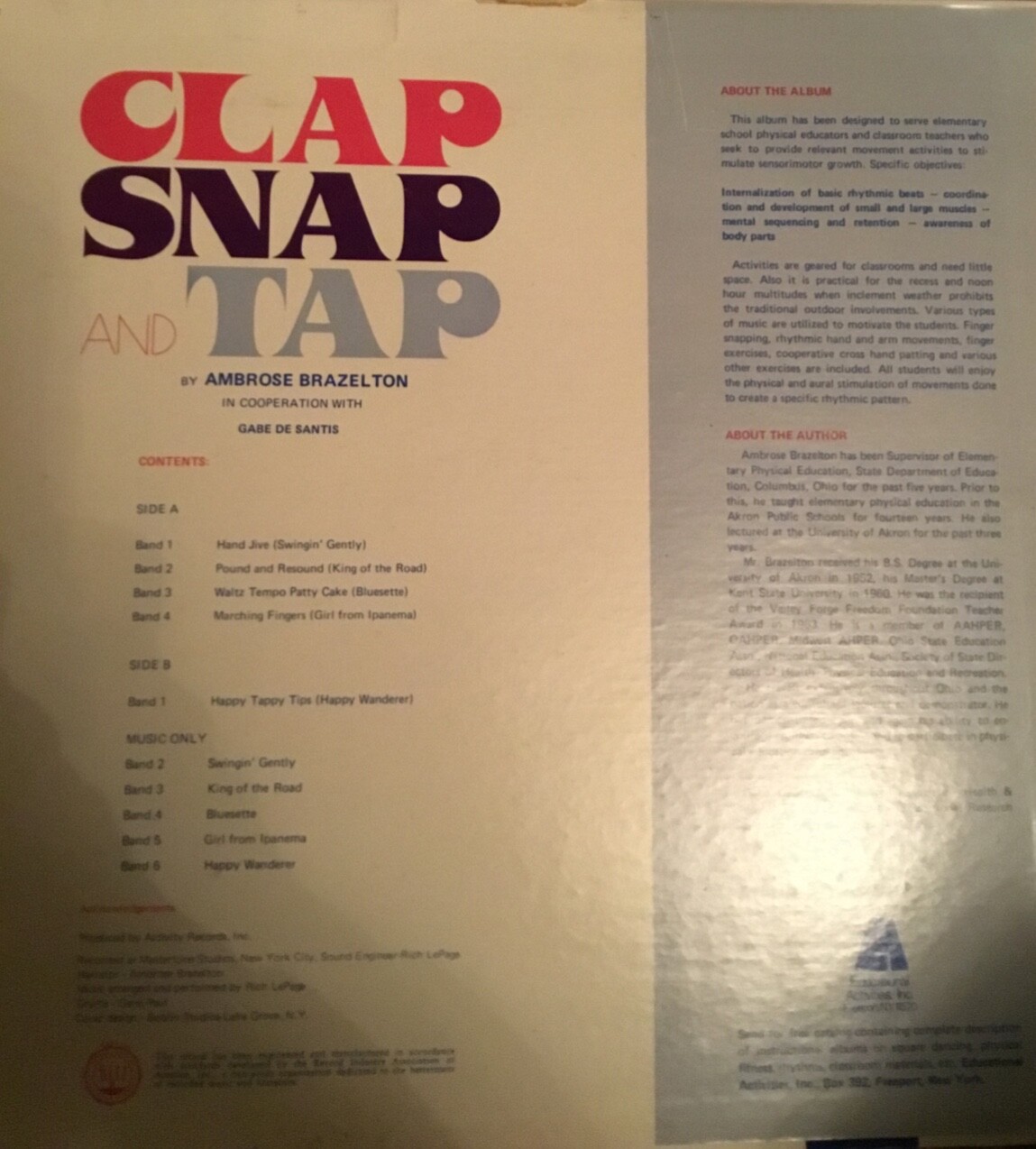 Clap Snap and Tap by Ambrose Brazelton Vintage Vinyl Record LP (AR 48