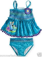 ANNA AND ELSA TANKINI SWIMSUIT DISNEY STORE "FROZEN" FREE SHIP