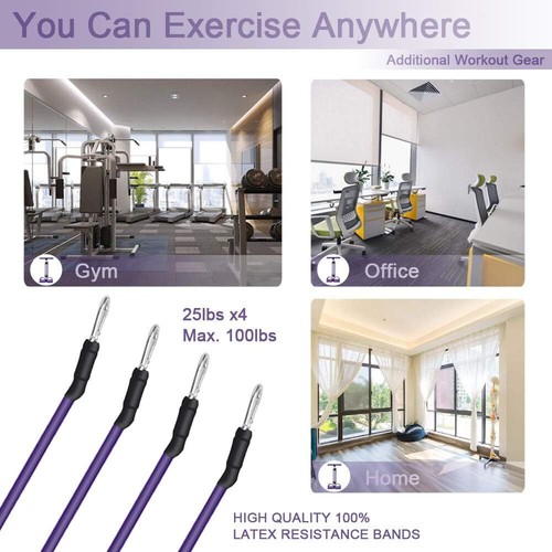 Pedal Resistance Band, 4-Tube Elastic Pull Rope, Sit-up Equipment, Yoga Strap... - Picture 7 of 7