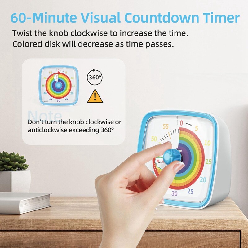 Visueller Timer Für Kinder – 60-Minuten Countdown – Leise & Grün – Für Schule, Haus & Büro