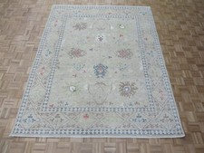 7'10 x 9'9 Hand Knotted Beige Fine Oushak Peshawar Oriental Rug G11510