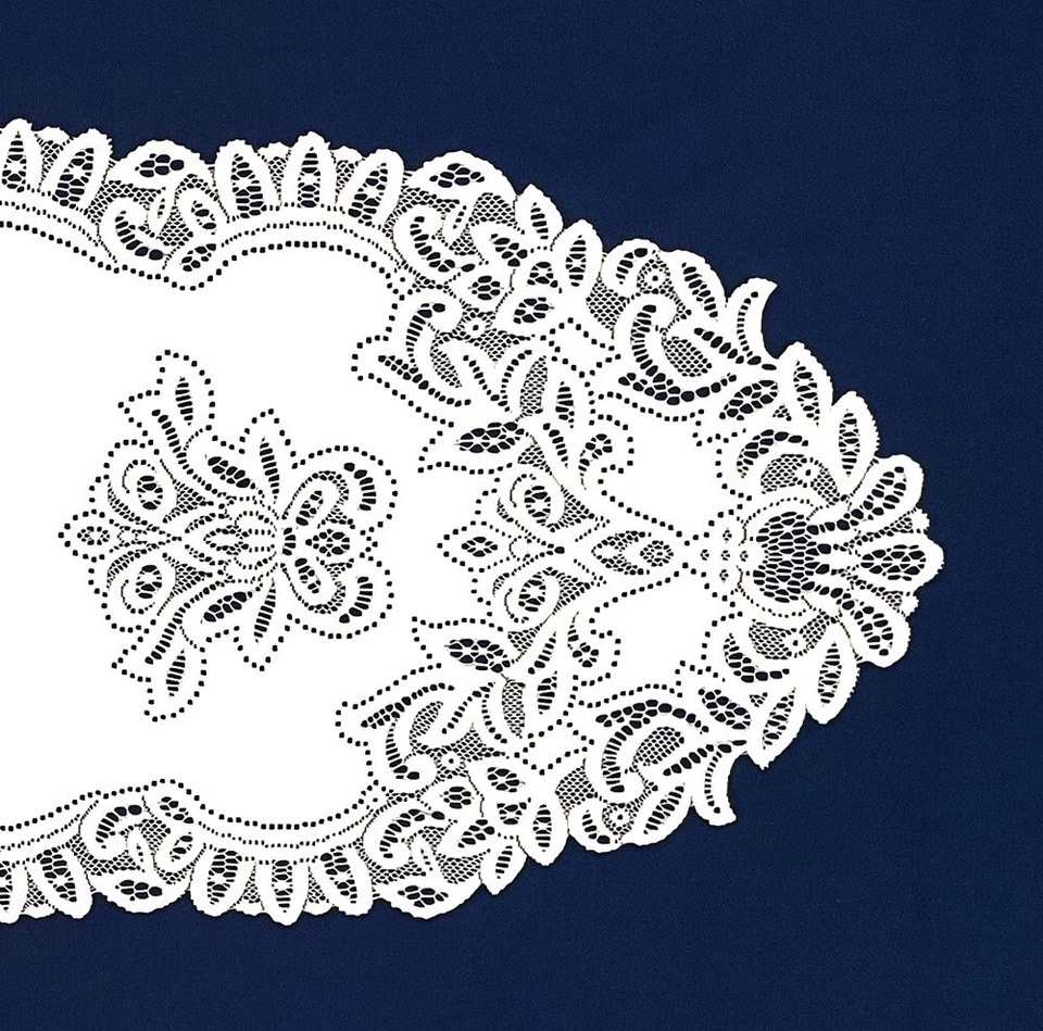 Mesa de encaje blanco corredor arte 15" x 47" salón dormitorio comedor estudio Foto 4 de 4