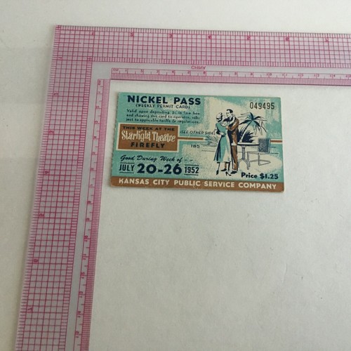 1952 Kansas City Public Service Company Streetcar Weekly Nickel Pass Ticket 951A - Picture 4 of 4