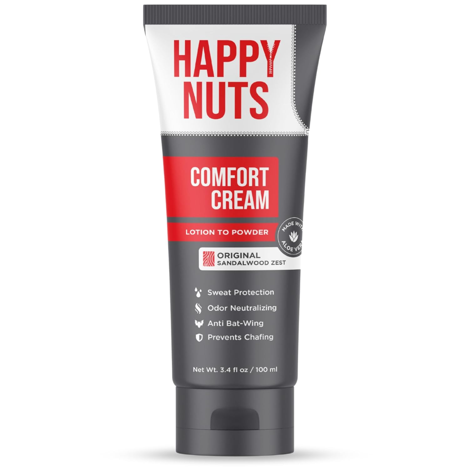 HAPPY NUTS Comfort Cream Deodorant for Men: Anti-Chafing Sweat Defense, Odor Con
