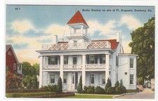 Stazione Radio Fort Augusta Sunbury Pennsylvania cartolina in lino