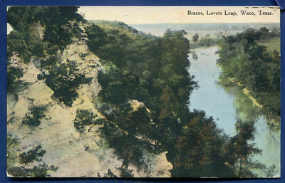 Waco Texas tx Lover's Leap Brazos River old postcard