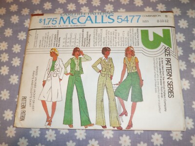 VTG McCALL'S 5477 MISSES JACKET VEST-PANTS /CULOTTE SKIRT PATTERN UNCUT ...