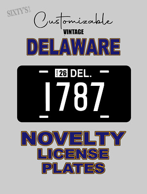 Delaware Black License Plate Tag / Address Marker - Customizable 3 Ways