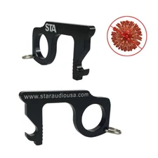 2Pcs Anti-Microbial Keychain No Touch Hand Tool Contactless Brass EDC Keychain