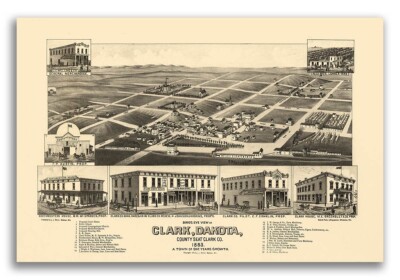 Clark South Dakota 1883 Historic Panoramic Town Map - 24x36