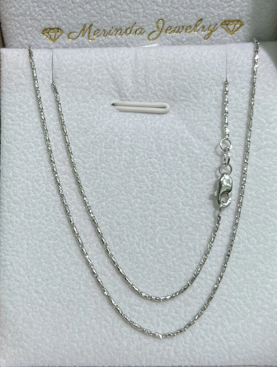18k Solid White Gold Shiny Thin Link Chain Necklace. 16 . 2.50 Grams
