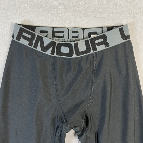 Under Armour Leggings Youth Boys Large Black Cropped Heatgear Fitted - Picture 2 of 6