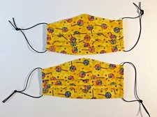 Handmade Cloth Masks Set of 2 Three Layers Adjustable Elastic