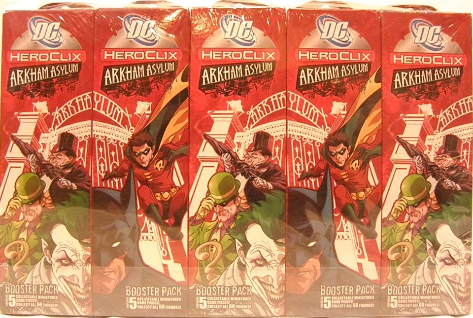 HeroClix sealed Brick ~ ARKHAM ASYLUM ~ DC 5 figure Booster pack x 10 - Image 1 of 1