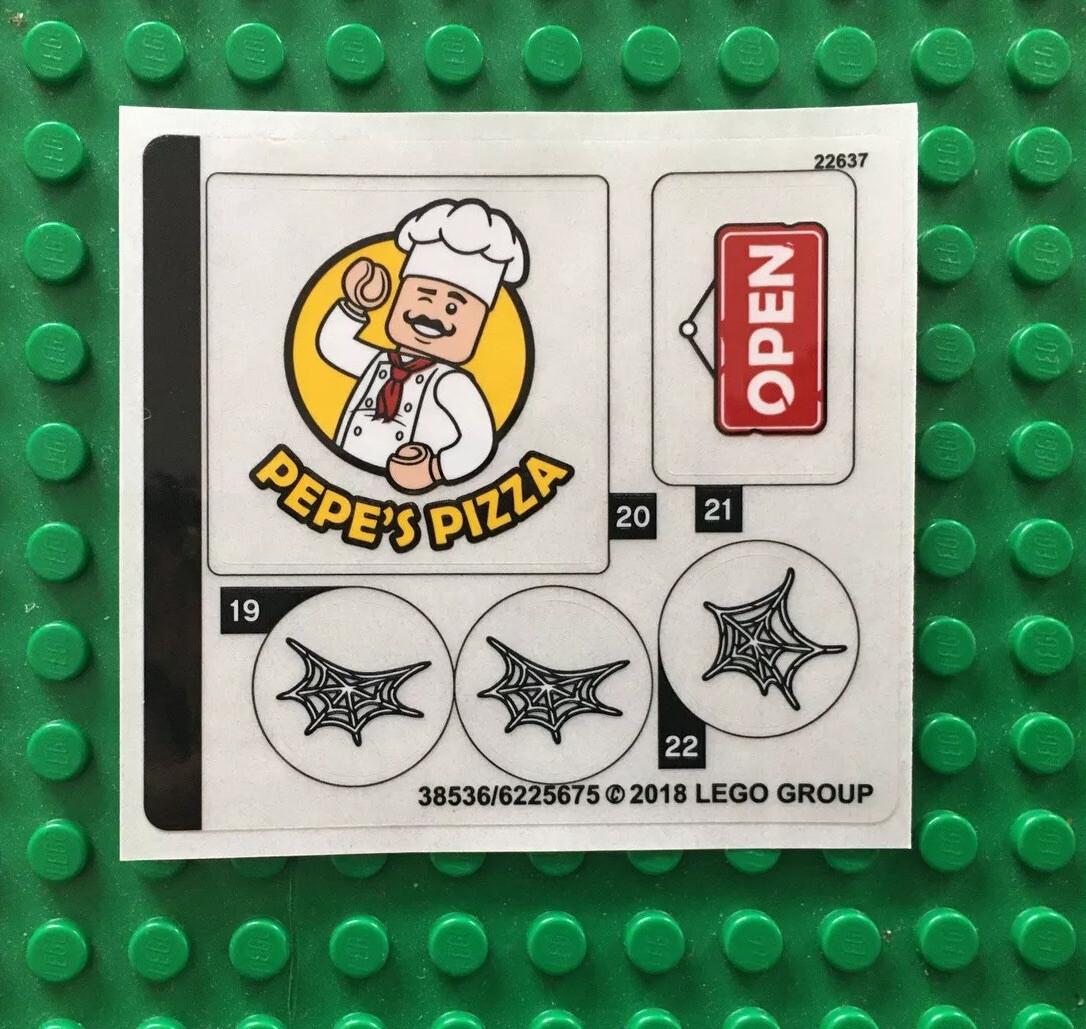 LEGO Sticker Sheet From Set 76108 - Pepe's Pizza, Open Sign