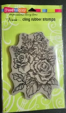 STAMPENDOUS Rose Bouquet Cling Stamp Floral Summer Flower
