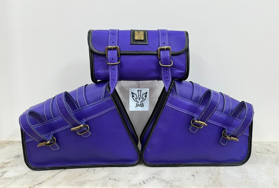 JMB ® Leather Motorcycle Saddle Bags Saddlebag Luggage Bag For