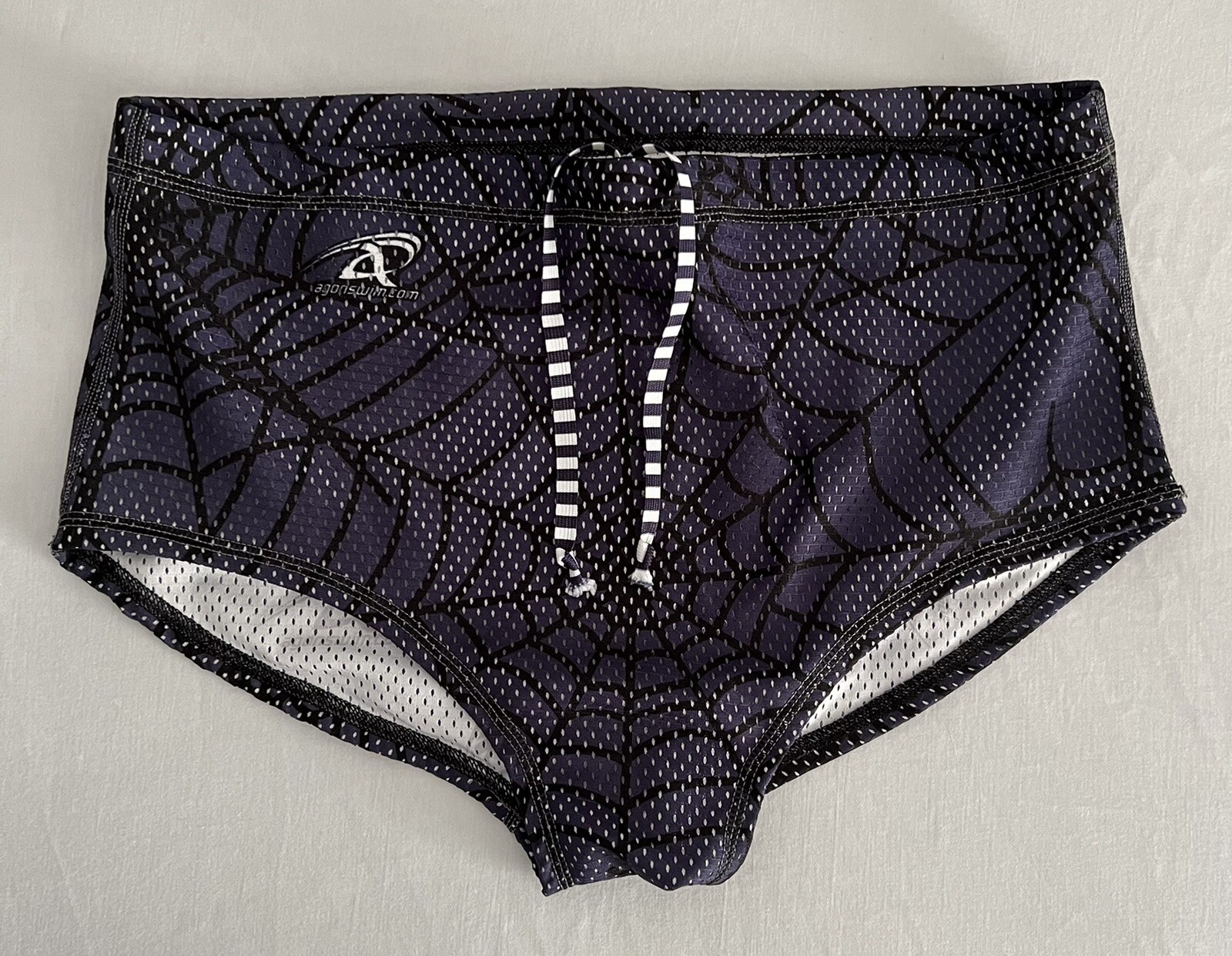 Agon Swim Men&rsquo;s Lined Mesh Training Drag Suit; Size 30; Navy Blue Spider Web