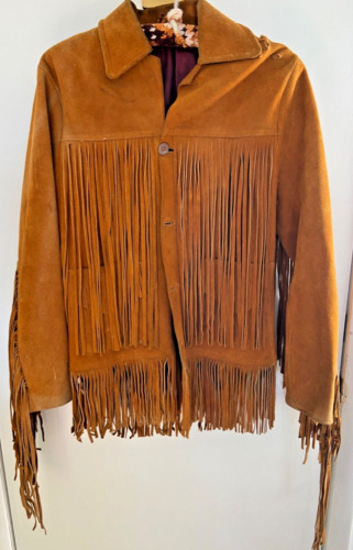 Vintage Leather Jacket Western Fringe Suede
