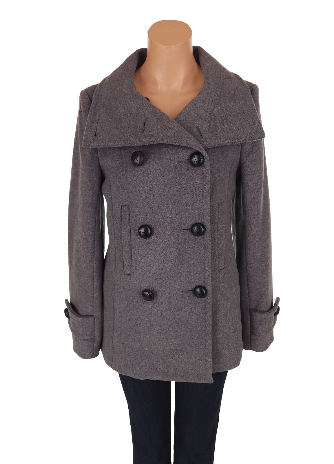 Aritzia Babaton Howell Pea Coat Gray Fine Italian Vir… - Gem