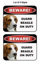 PCSCP 2 Count Beware Guard Beagle on Duty v1 9 inch x 11.5 inch Laminated Dog