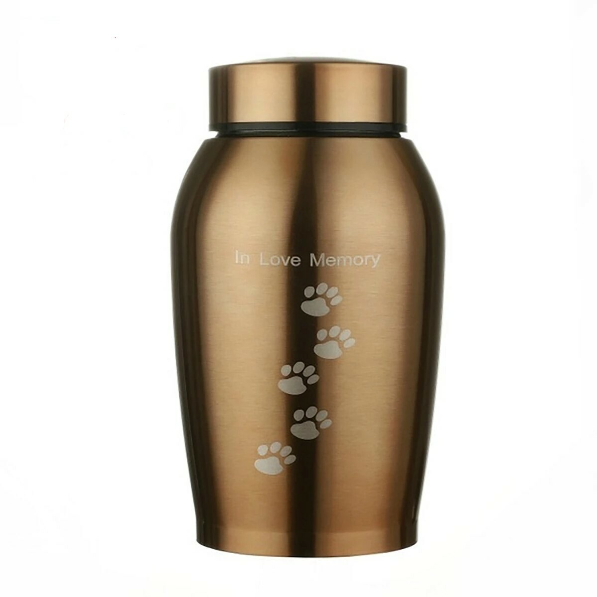 Urne funéraire en inox de 250 ml avec motifs de pattes dorées pour cendres d'animaux